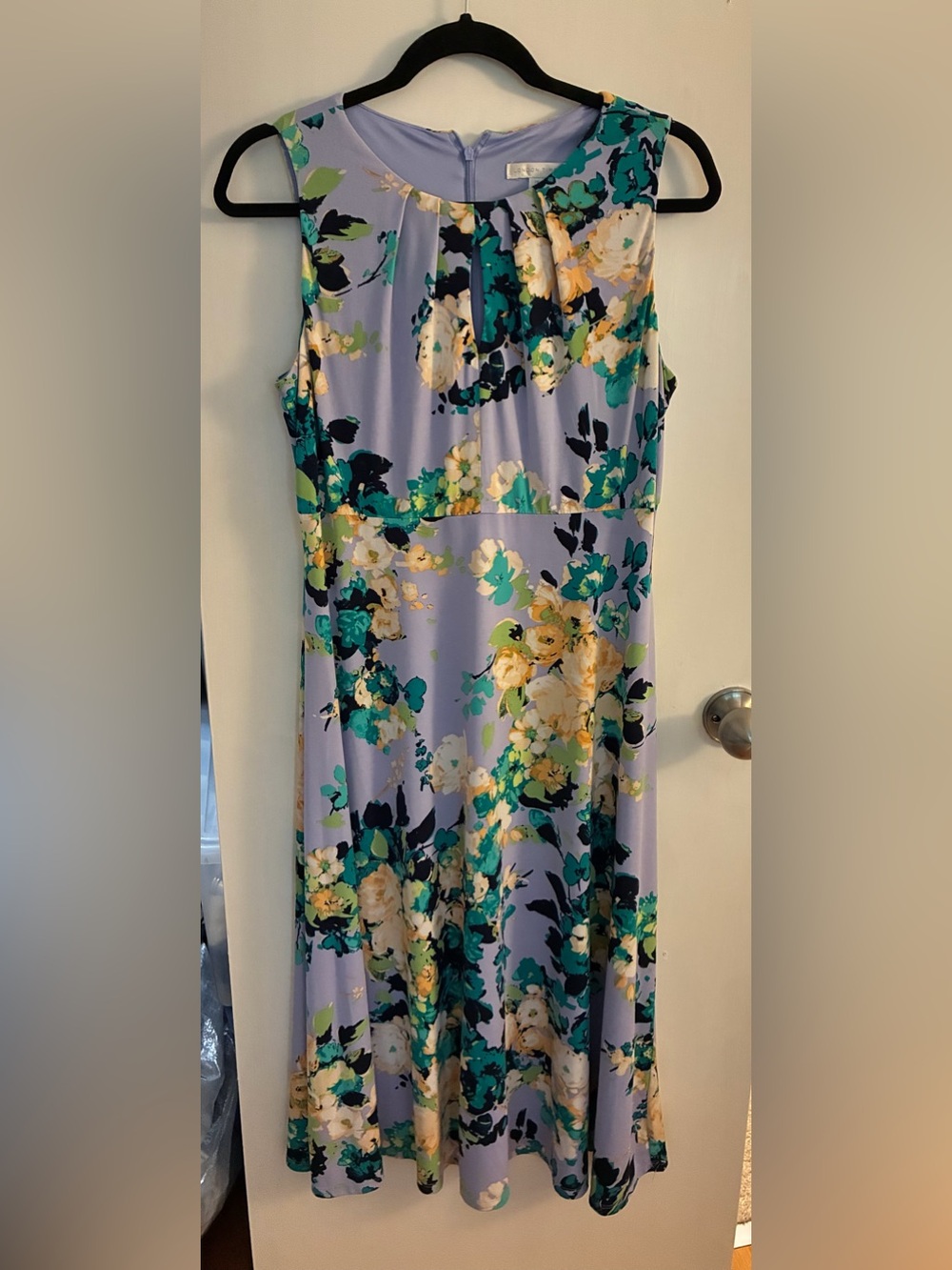 London Times Lavender Maxi Dress with Floral Print - size 10